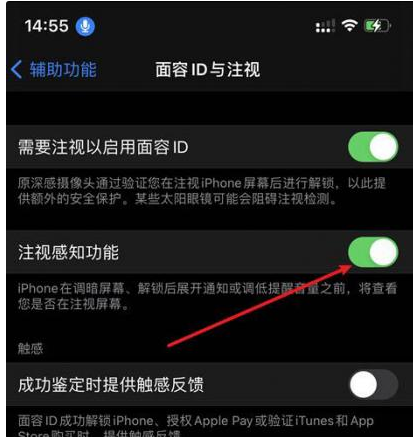 石城苹果14维修网点分享iPhone14注视感知功能有什么用 